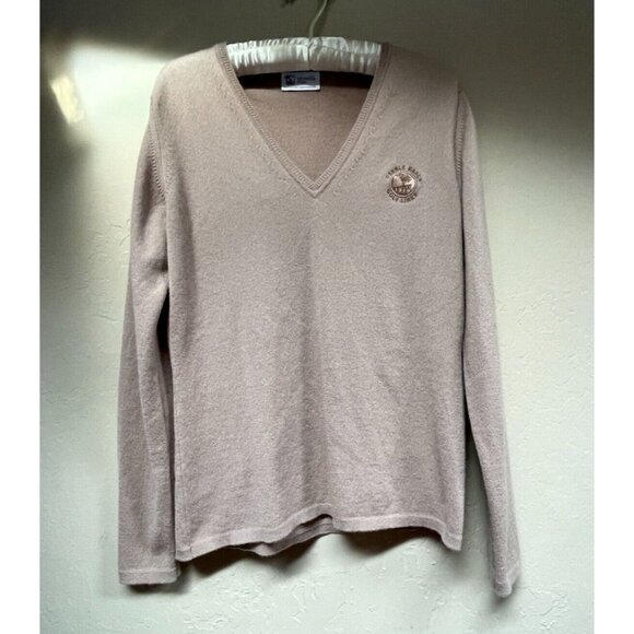 Johnstons of Elgin V-Neck Cashmere Sweater Large Brown Pebble Beach Golf Links - Picture 1 of 10